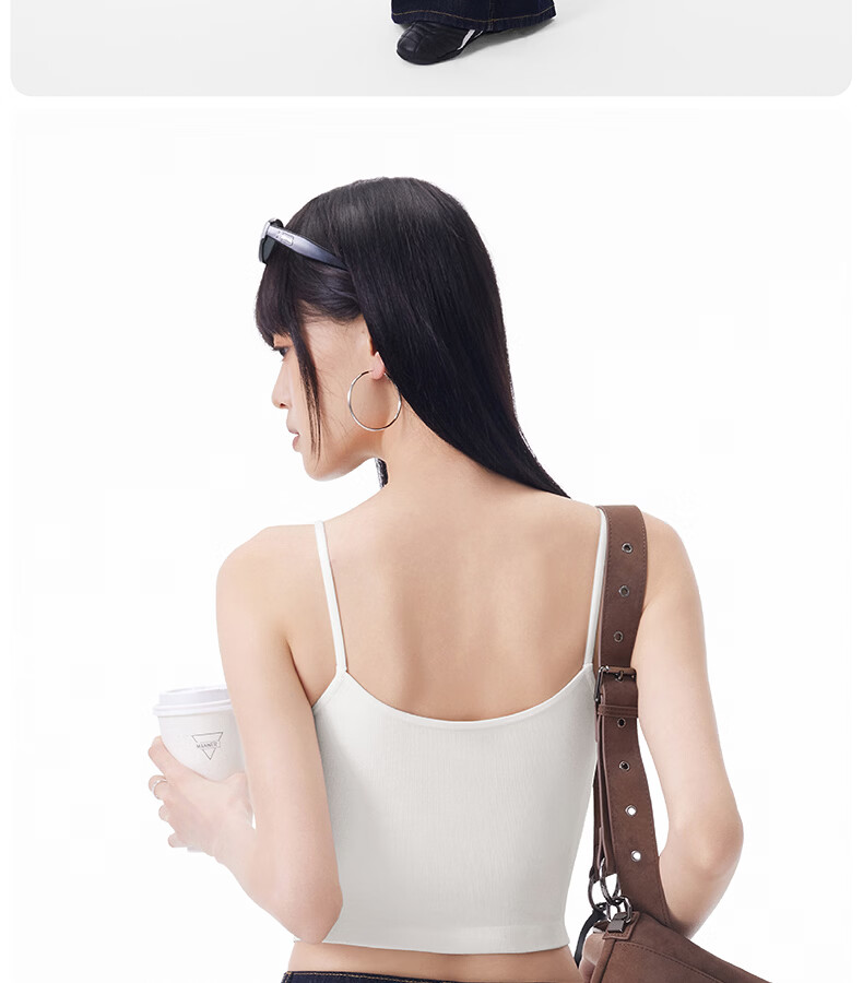 Half-Training Camisole with Chest Pad, Backless Bra, Integrated Inner Wear and Outer Wear, Cloudy Gray, Size S 16