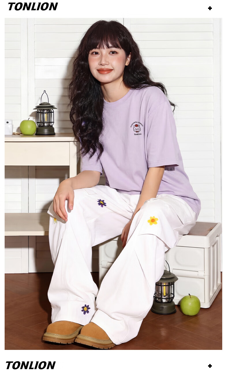 TonLion Women's Summer New Pure Cotton Short Sleeve Loose T-Shirt Cartoon Design Trendy High-Quality Half Sleeve Top 5