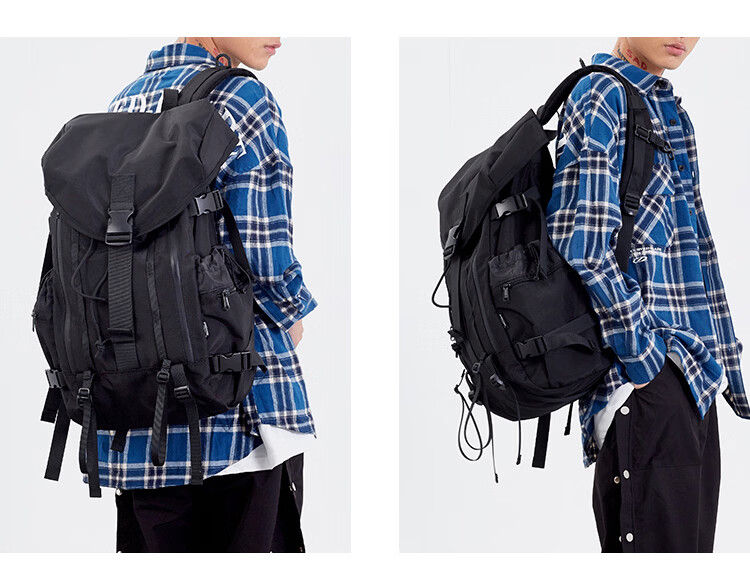 MYEDITION Trendy Backpack Outdoor Travel Water-Resistant Large Capacity Laptop Student School Bag Black Large 27