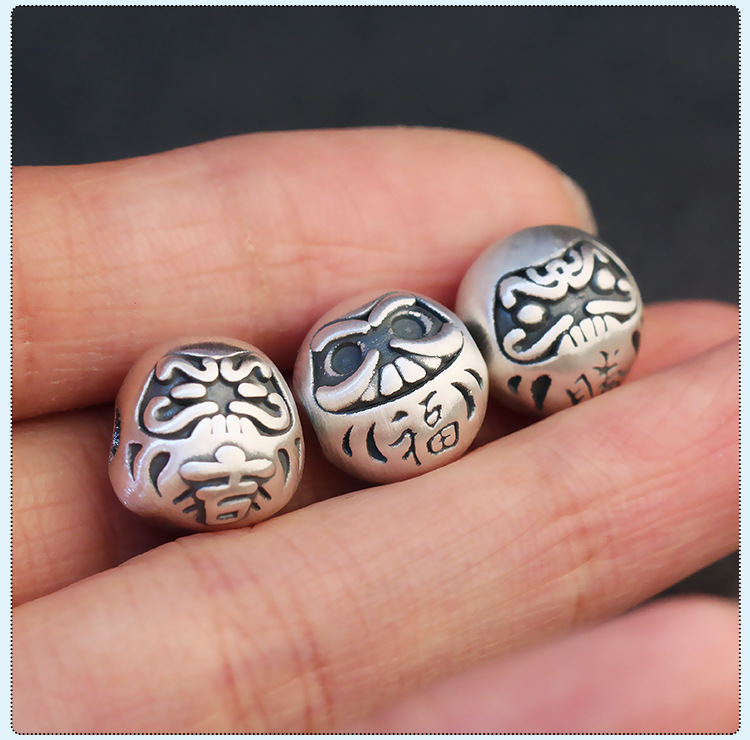 湘歌999足银3d达摩蛋隔珠吉福御行胜奉为横穿转运珠diy银饰品生日七夕