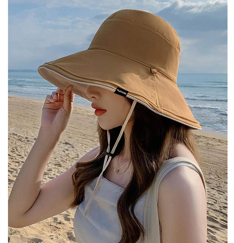 TUCANO Women's Summer Sun Protection Hat Wide Brim Outdoor UV Protection Foldable Reversible Fisherman Hat 14