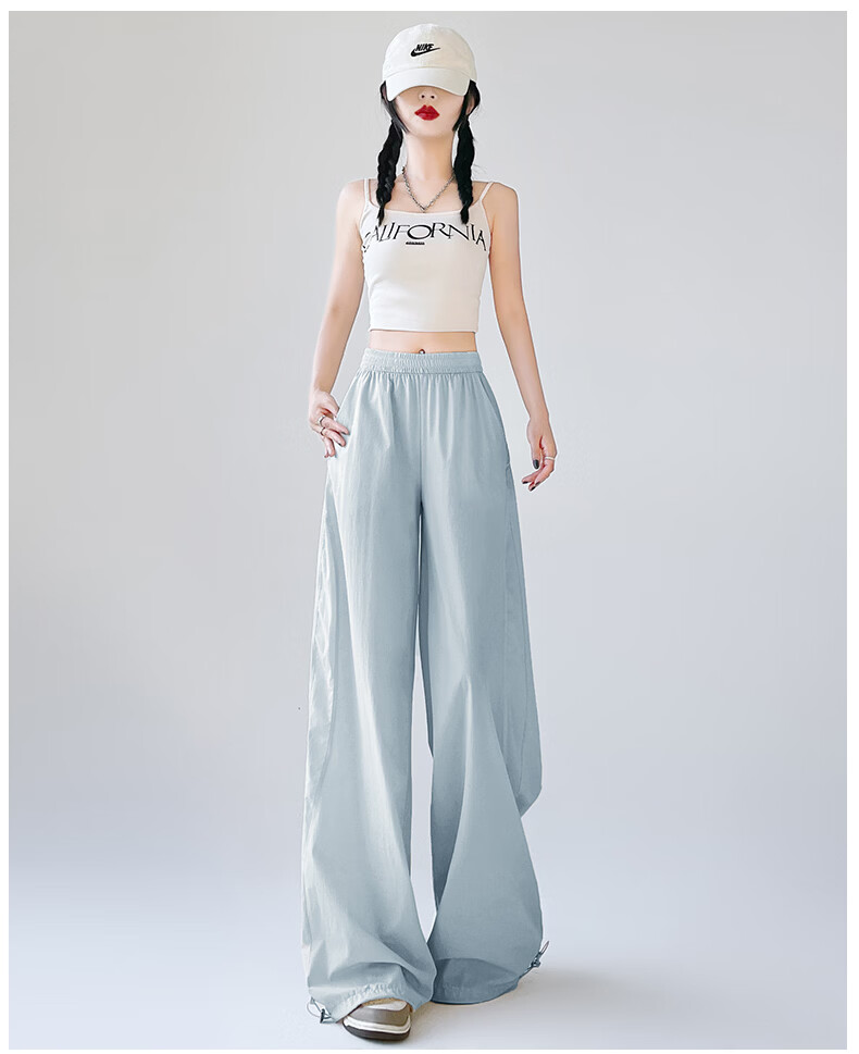 La Chapelle Women's Cargo Pants 2026 New Spring Summer Paratrooper Lightweight Ice Silk Quick-Dry Wide-Leg Drawstring Sports Trousers 9