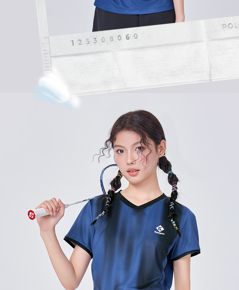 KUMPOO 26th Anniversary New Men's Badminton Shirt Short Sleeve Fashion Loose Breathable K261M-1154 Dark Blue M 4