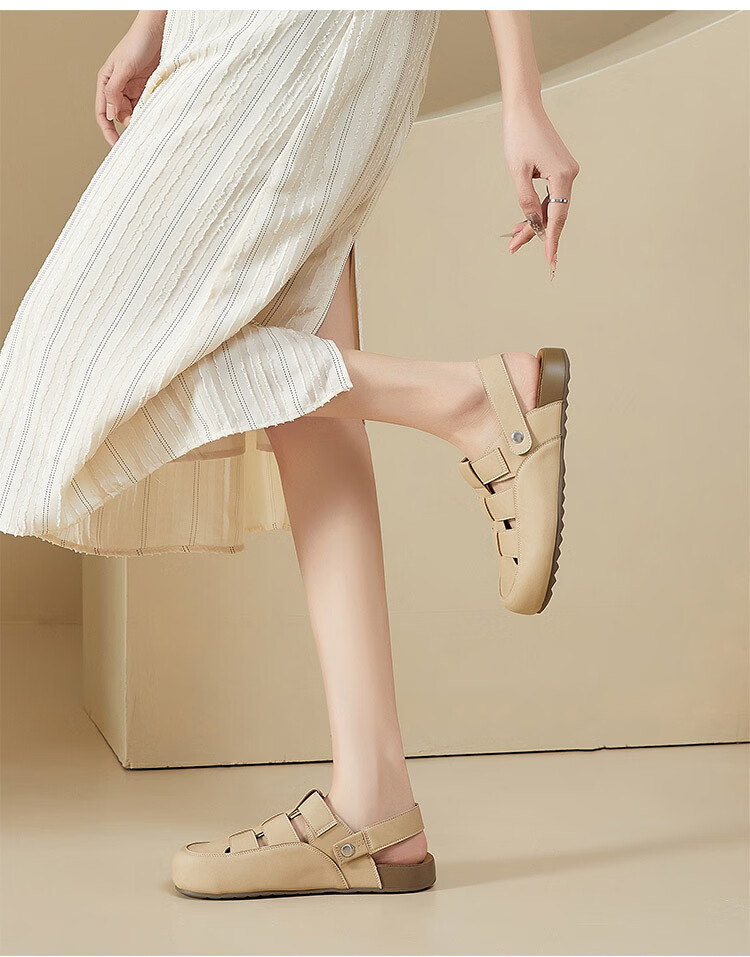 Mulinsen Women’s Rome Hollow Summer Sandals Dual-Wear Clogs Birkenstyle Sandals Beige 37 14