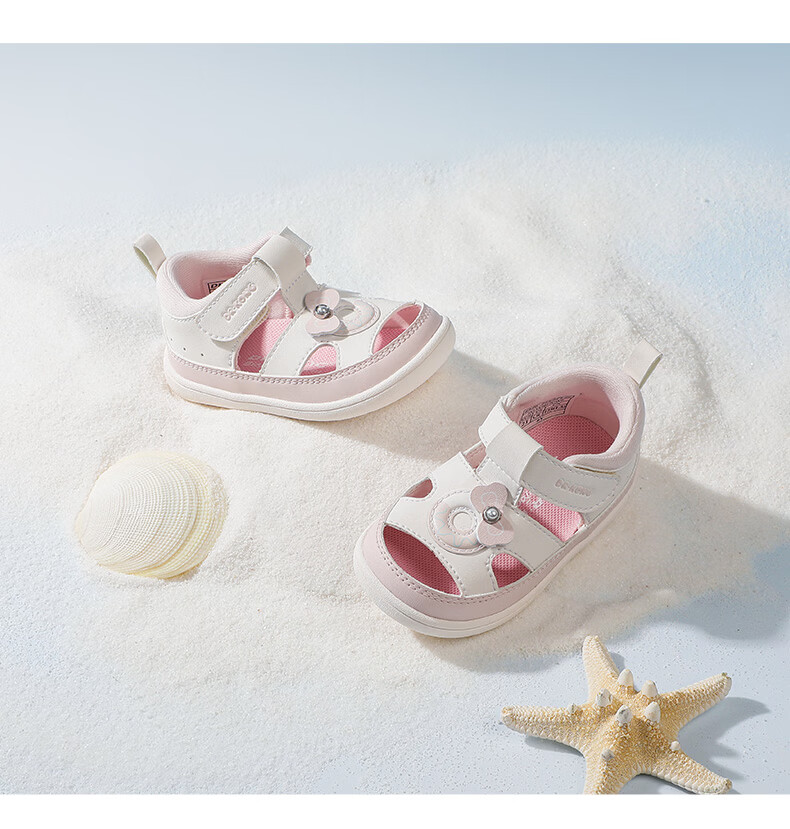 DR·KONG Toddler Walking Shoes Summer Girls Princess Closed-Toe Children's Sandals 2S13A2017CW Beige/Pink Size 19 7