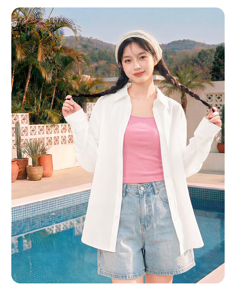 La Chapelle UPF50+ Ice Silk Cooling Sun Protection Long Sleeve Shirt for Women 2026 Summer New Lightweight Breathable Loose Slim Fit Blouse 14