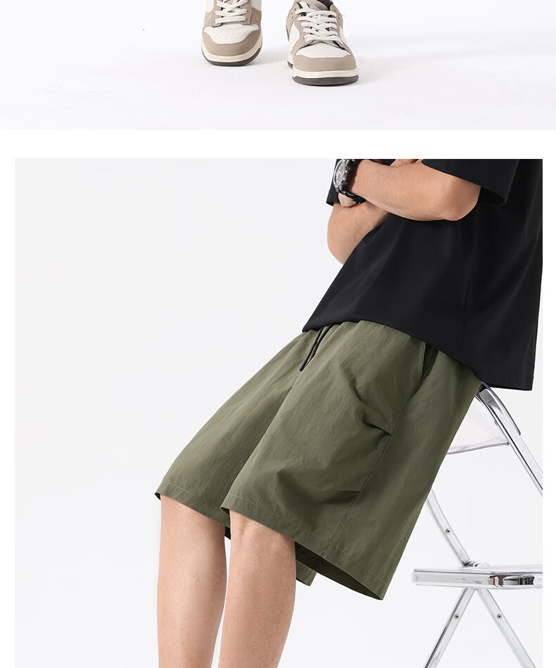 MINISO Paratrooper Cargo Shorts Men Summer Trendy American Style Five-Point Pants Ice Silk Cooling Men's Loose Shorts Z Dark Gray L 19