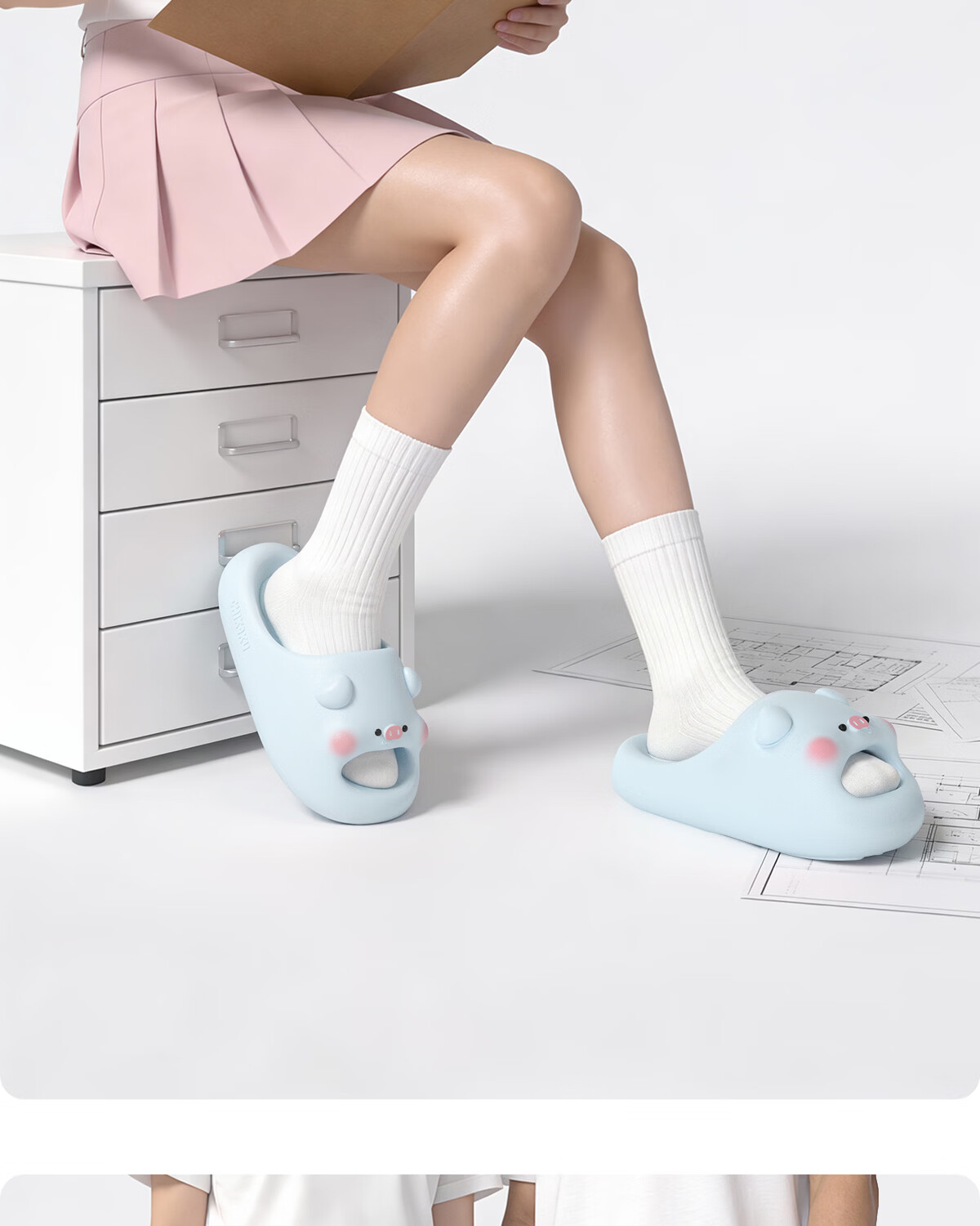 Chikoku Cute Pink Pig Cartoon Slippers Women Summer Home Thick Sole Non-Slip Couple Outdoor Sandals Men 19