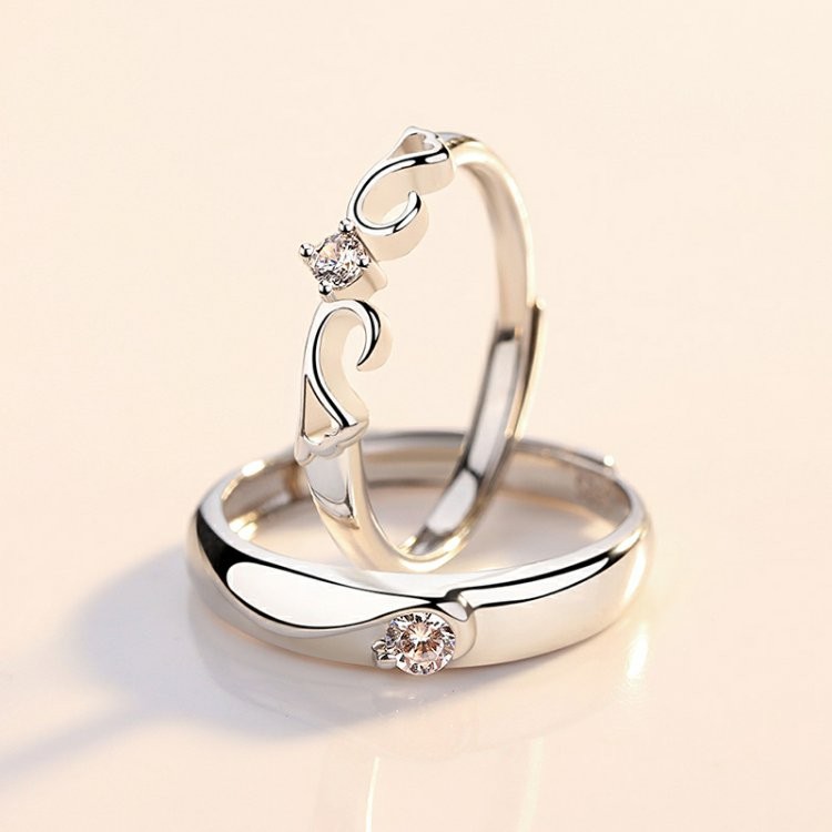 老凤凰金店款 戒指情侣对戒18k白金莫桑石钻戒pt950铂金婚戒送女友