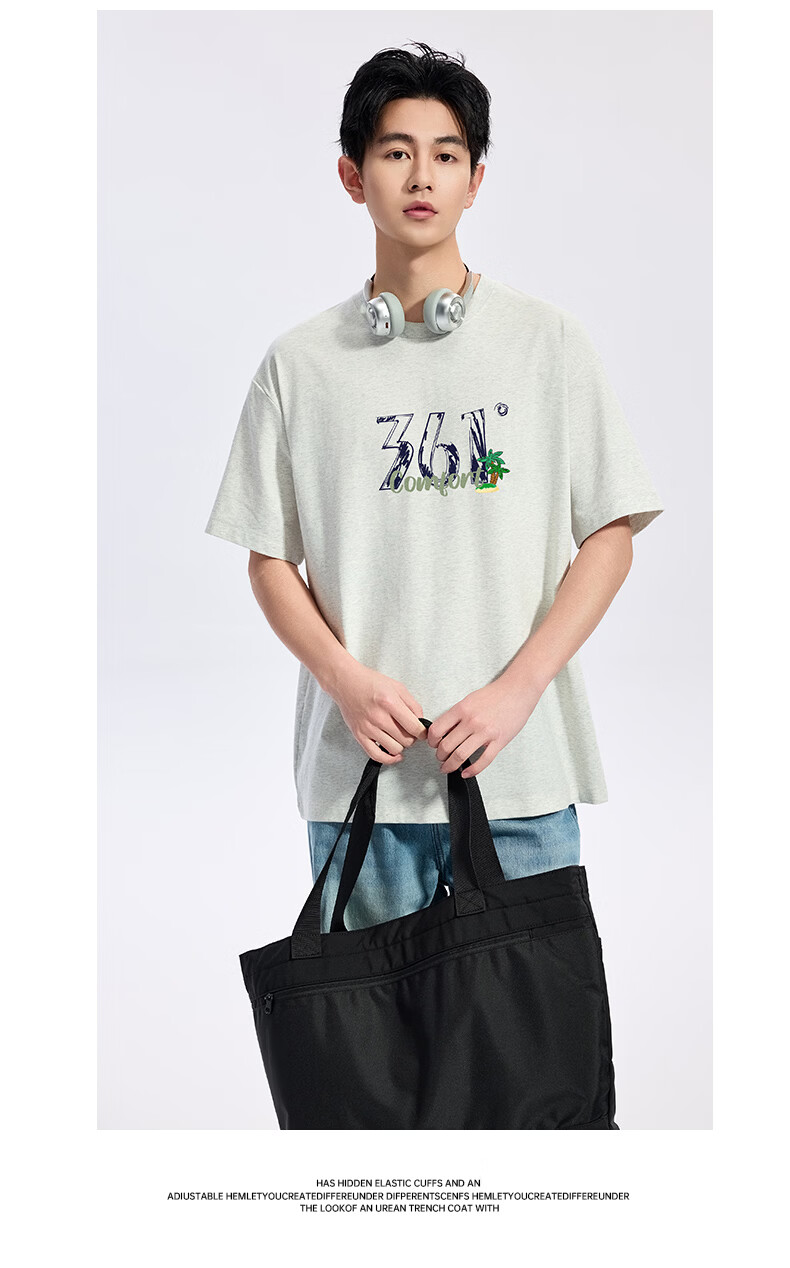361° Couple's Short Sleeve T-Shirt Spring Summer New Pure Cotton Outdoor Sports Top 632520183F Off-White 2XL 18