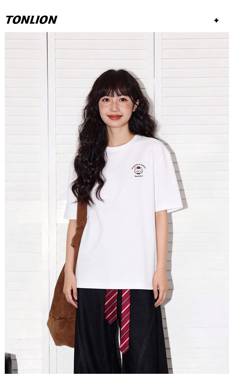 TonLion Women's Summer New Pure Cotton Short Sleeve Loose T-Shirt Cartoon Design Trendy High-Quality Half Sleeve Top 3