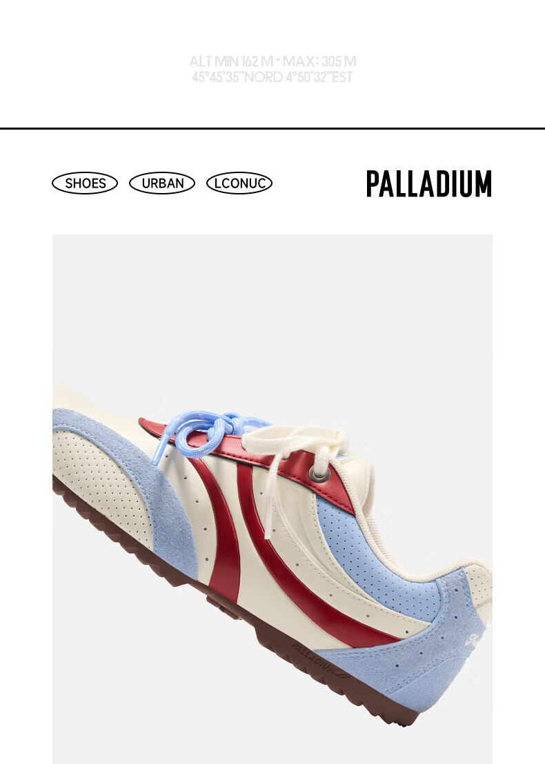 PALLADIUM Spring Autumn New Versatile Women's Lightweight Thin-Soled Derby Casual Sneakers Silver Single Layer Size 36 12