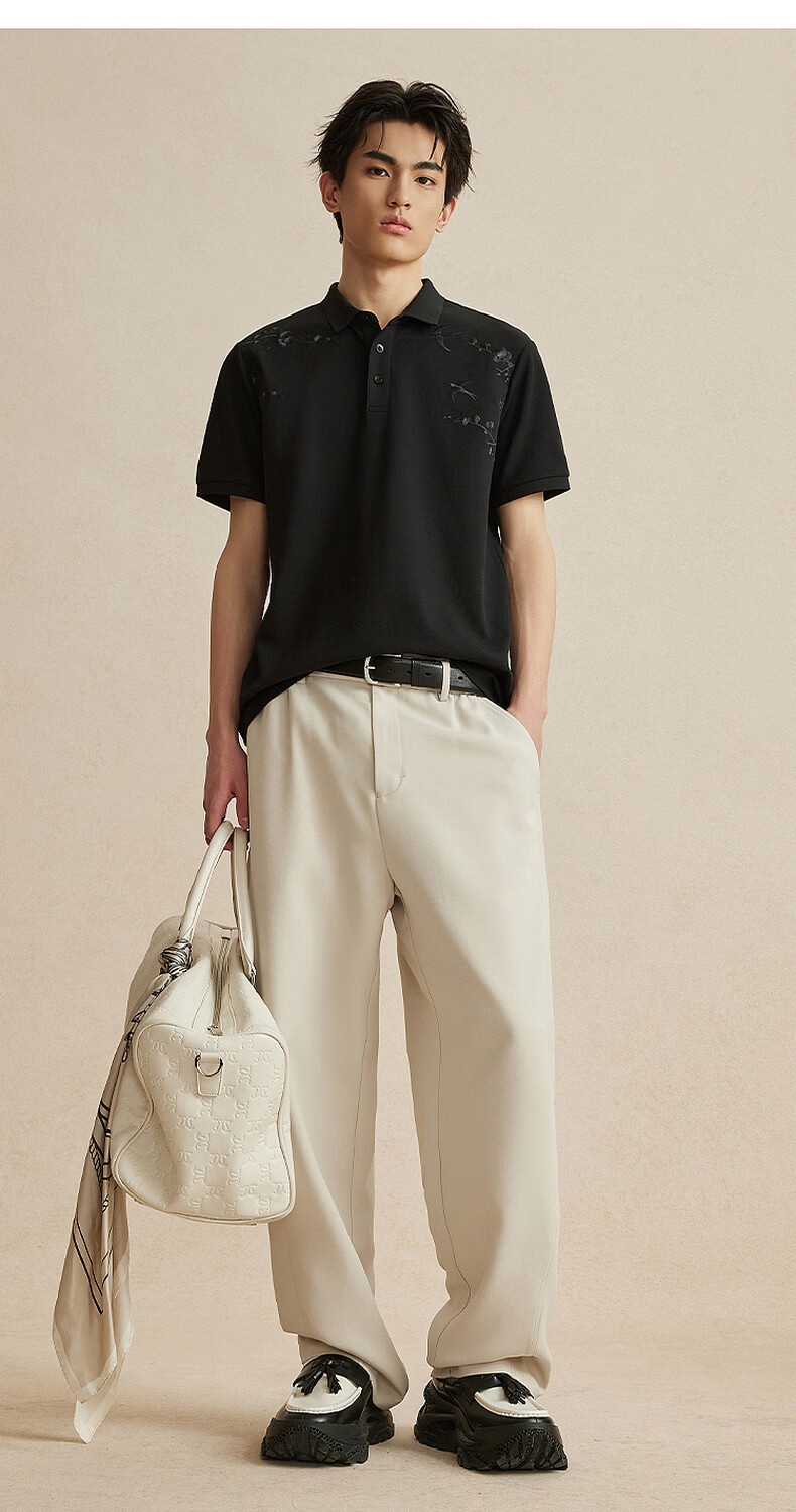 CABBEEN 200G Sorona Cooling Pique Polo Shirt Breathable Honeycomb Texture Plum Blossom Embroidery Summer 2026 Short Sleeve Polo 17