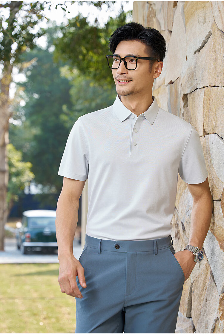 Shirt Lao Luo [Ruxin No.1 06] Short Sleeve Polo Collar T-Shirt 265X1P920S Light Gray 3XL 15