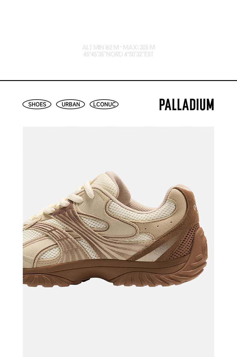PALLADIUM Spring New Versatile Sports Casual Women's Mesh Breathable Running Shoes Gray Single Layer Size 37 9