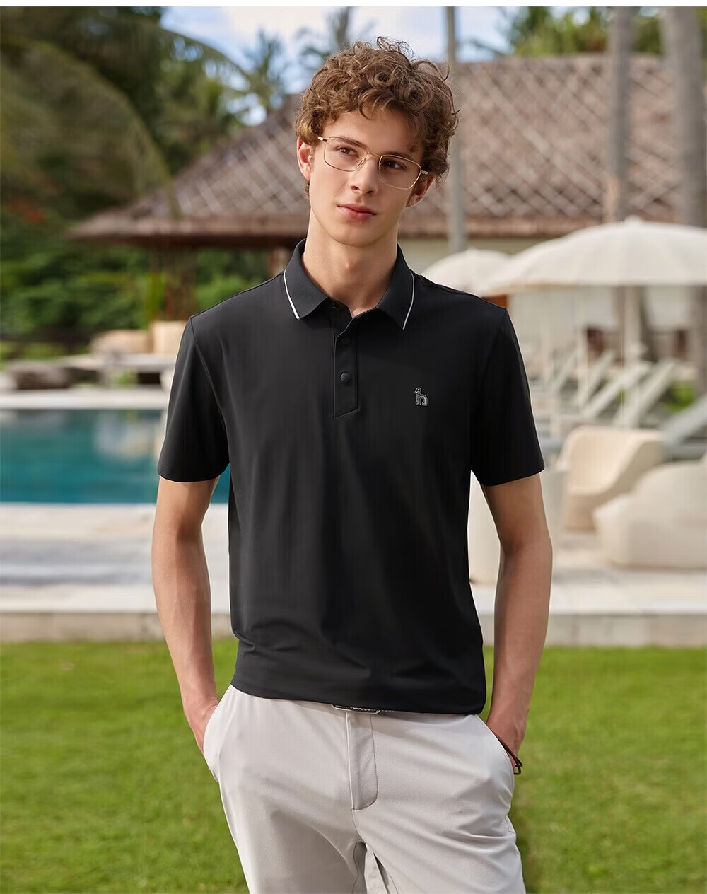 HAZZYS Men's Summer Top [Sun Protection/Cooling] Simple Short Sleeve Polo Shirt ASTZE0DBF08 2