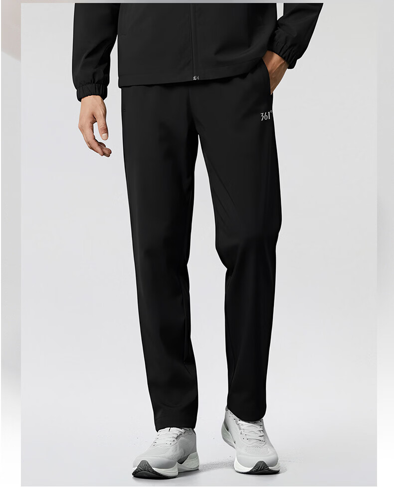 361° Sports Long Pants Spring Comfortable Versatile Couple Woven Pants Loose Casual Stretch Straight Sweatpants Super Black XS 15