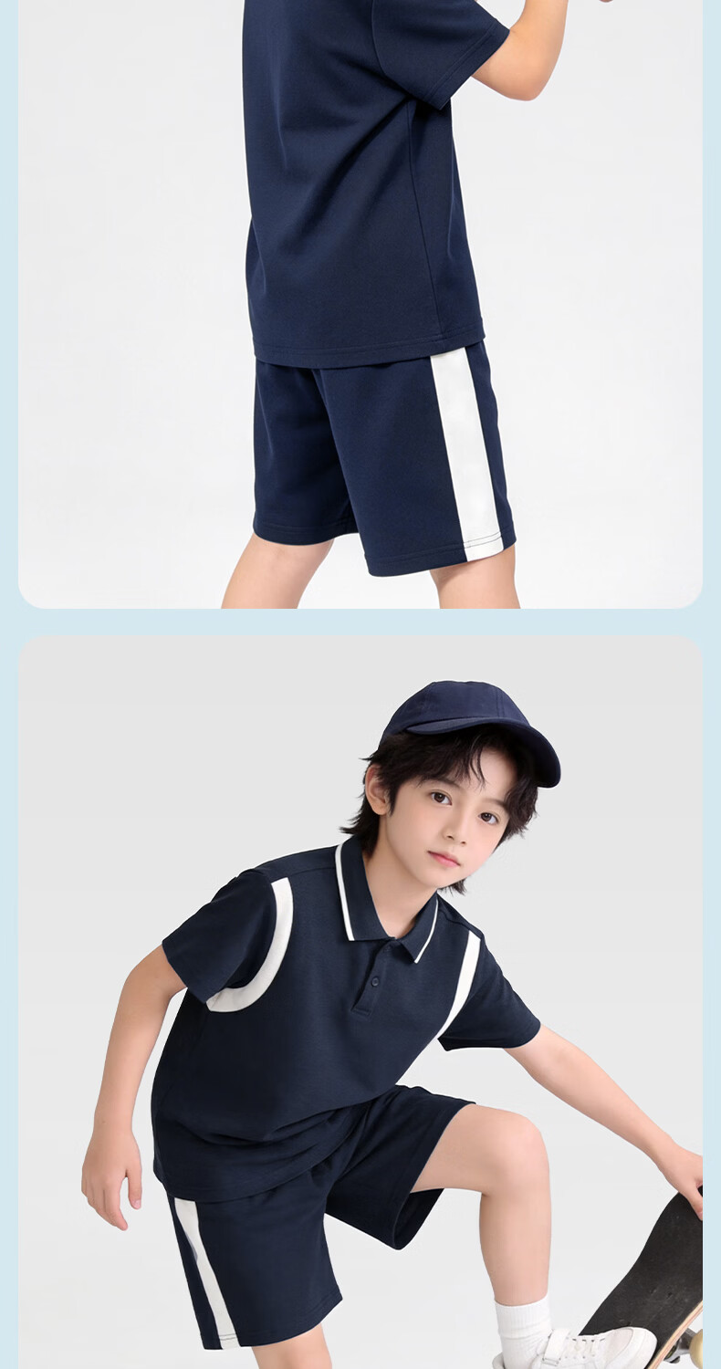 Jeanswest Boys' Summer Lightweight Set 2026 New Kids' Pique Short Sleeve Breathable Cool Sportswear 11
