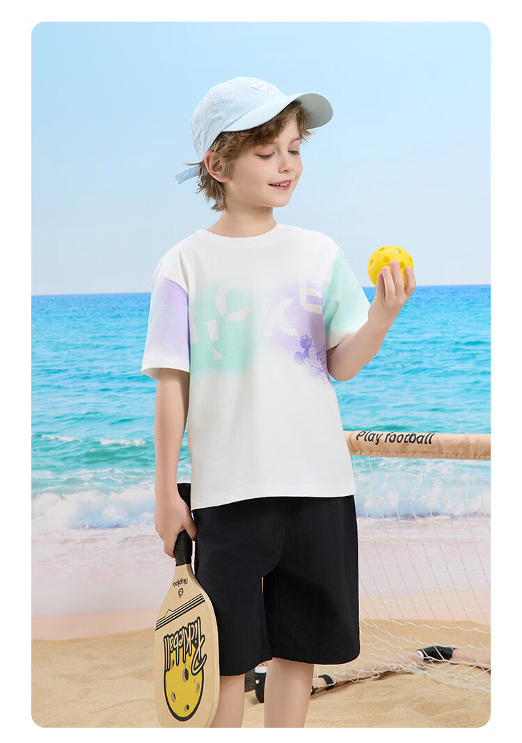 Disney Boys' Casual Short Sleeve T-Shirt and Shorts Set, Off-White, Size 110 19