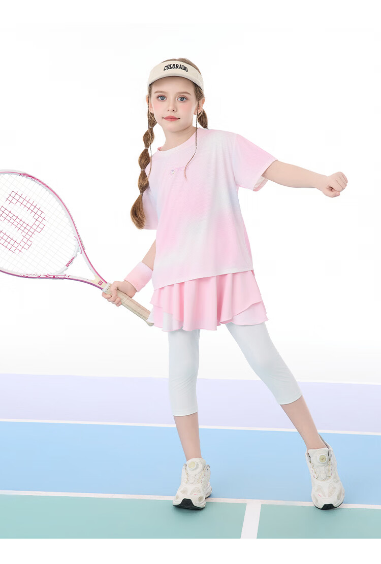 Disney Kids Summer Girls Gradient Short Sleeve T-Shirt Casual Sports Short Sleeve Purple Dream 110 11