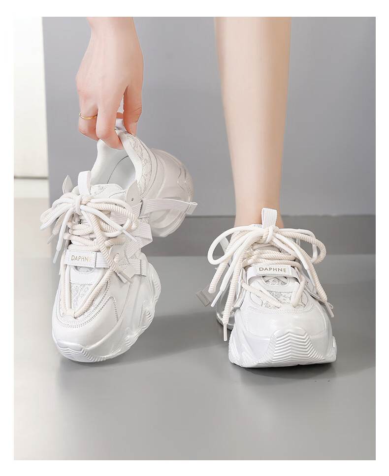 Daphne Thick Sole Height Increasing Chunky Sneakers Women 2026 Spring New Popular Sports Shoes Gray Size 36 12