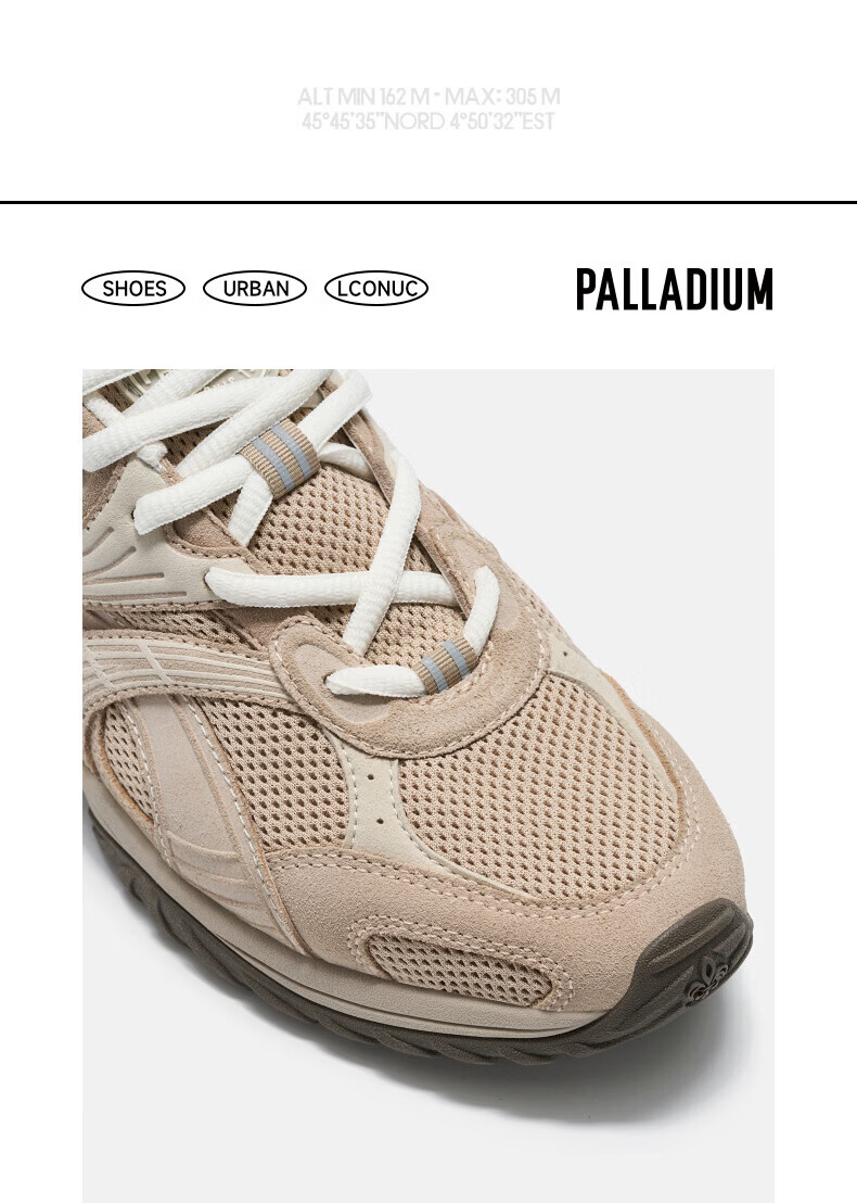 PALLADIUM Spring New Versatile Sports Casual Women's Mesh Breathable Running Shoes Gray Single Layer Size 37 7