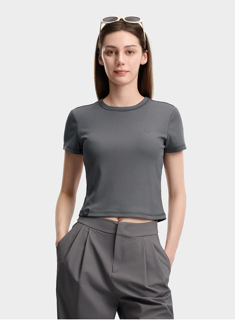 FILA Official Women's Knitted Short Sleeve Shirt 2026 Summer Casual Slim Fit T-Shirt 5