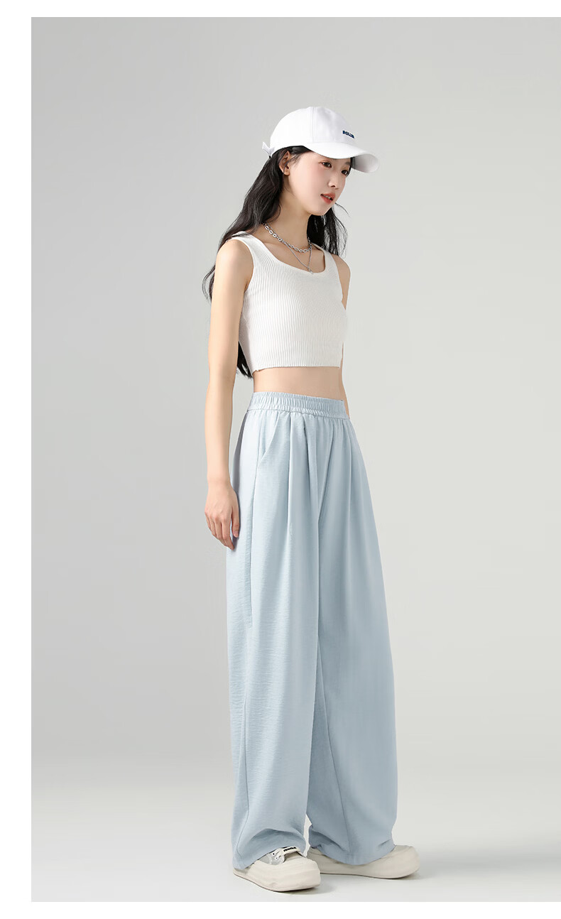 La Chapelle Textured Milk Puff Wide-Leg Pants for Women 2026 Summer New High-Waist Draped Slimming Lightweight Breathable Casual Pants 22