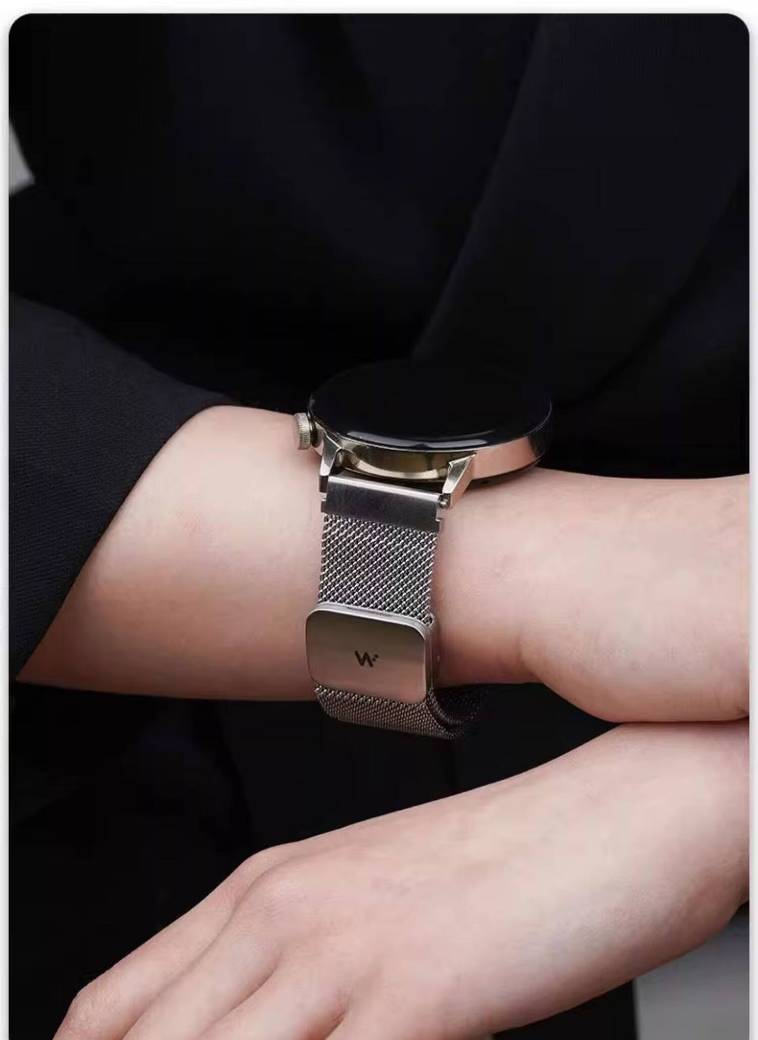 Watchbond Milanese Magnetic Stainless Steel Strap for OPPO Watch X3/X2, Watch 4 Pro/S, 46mm Dial 19