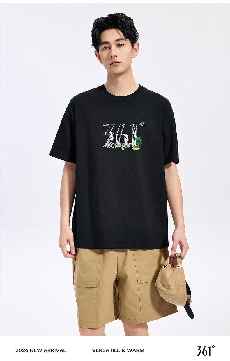 361° Couple's Short Sleeve T-Shirt Spring Summer New Pure Cotton Outdoor Sports Top 632520183F Off-White 2XL 12