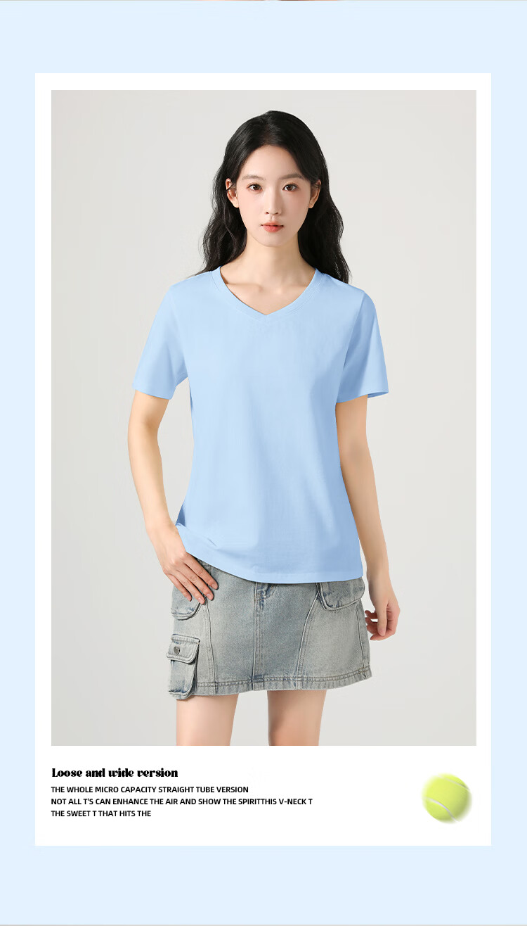 Warrior 100% Cotton V-Neck Short Sleeve T-Shirt Women 2026 Summer New Loose Slim Fit Casual Versatile Top 3
