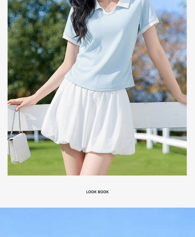 MINISO Women's Polo T-Shirt 2026 New Summer College Style Slim Waist Short Sleeve Top for Petite 17