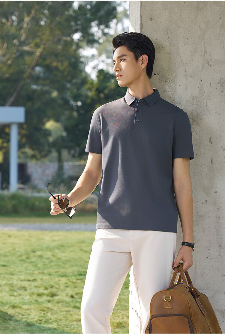 Shirt Lao Luo [Ruxin No.1 06] Short Sleeve Polo Collar T-Shirt 265X1P920S Light Gray 3XL 18