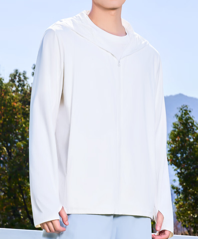 MINISO Ice Silk Hooded Sun Protection Jacket for Men, Cool and Breathable Lightweight Skin Jacket, Outdoor High SPF Sun Protection, Z Ice Blue, 3XL 25