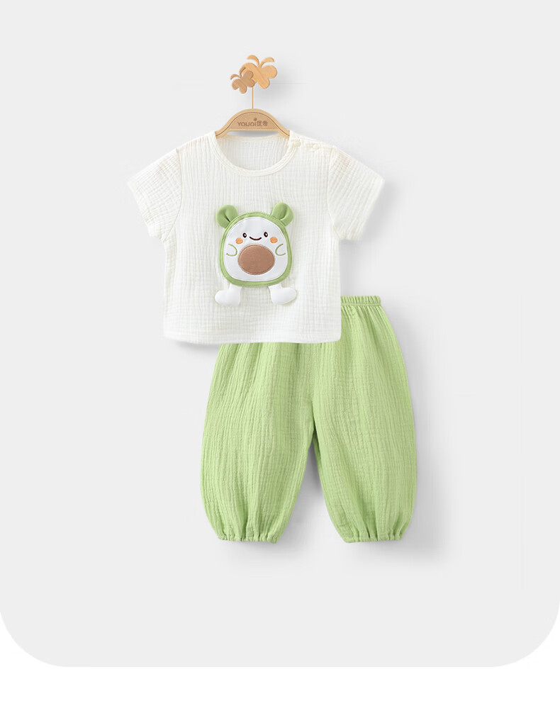 Youqi Baby Clothes Boys and Girls Summer Thin Short Sleeve Long Pants Set Toddler Boys Girls Summer Two-Piece Set 11