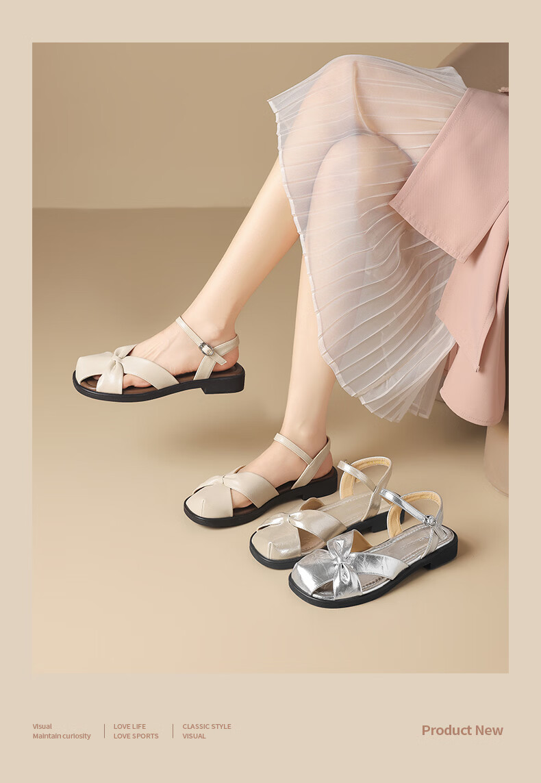 ZHR Flat Sandals Women Vintage Hollow-out Roman Shoes 2026 Summer New Beach Shoes Women KN272 Beige Brown Size 37 4