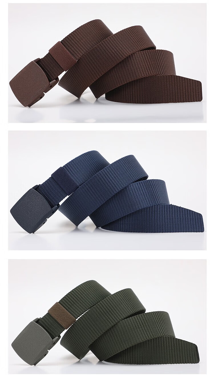 HOCR Men's Canvas Tactical Belt with Press Buckle Outdoor Jeans Belt Military Training Youth Belt 12