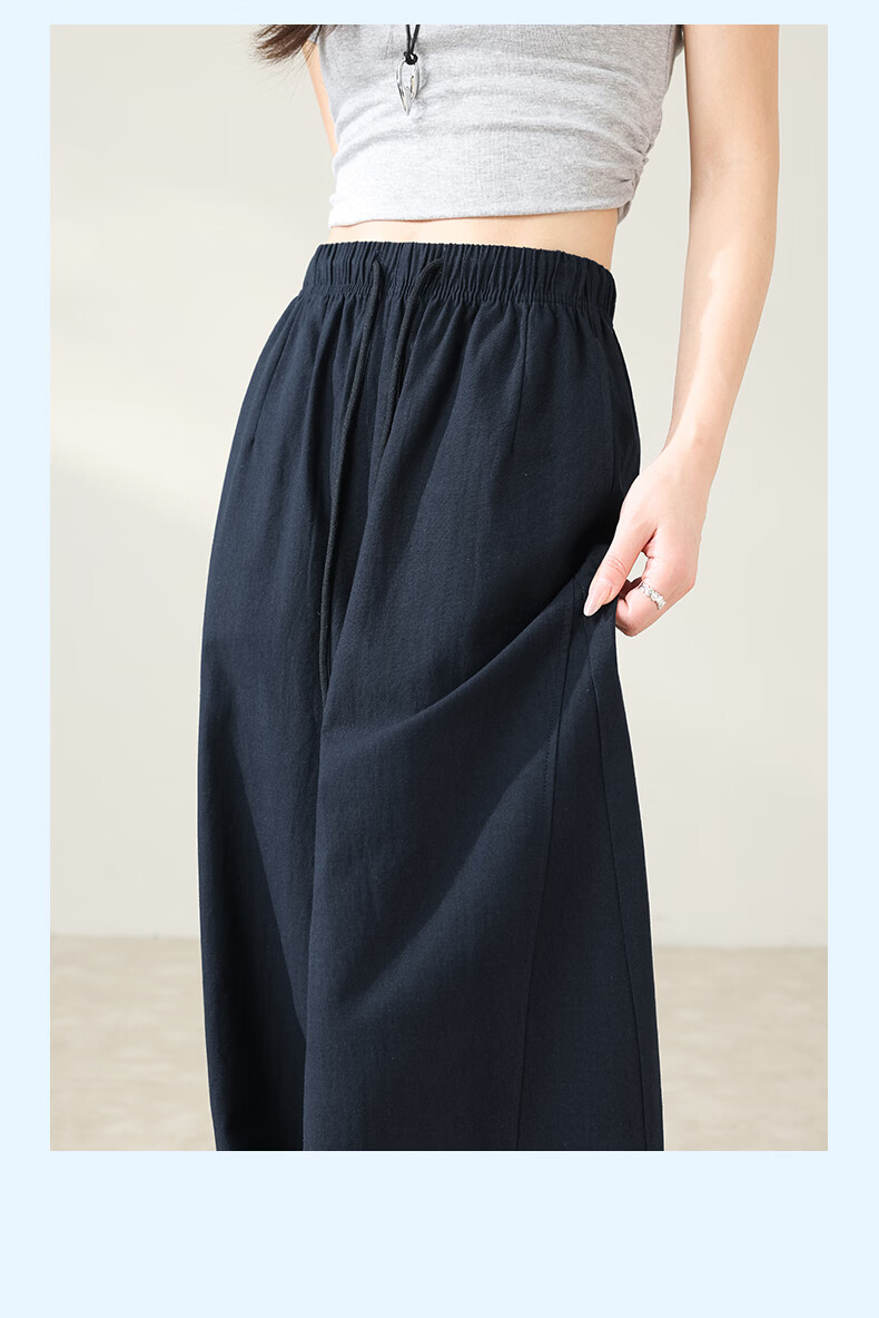 LangSha Tencel Cotton Casual Pants for Women Spring Summer Cool High Waist Wide Leg Slim Lyocell Curved Leg Travel Versatile Long Pants 21
