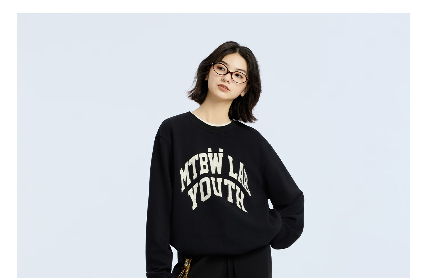 Metersbonwe Men's Hoodie 2026 Spring New Casual Letter Print Long Sleeve Top Ink Black M170/92A 27