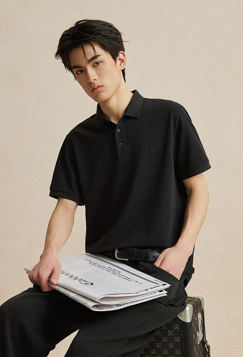 CABBEEN Ice Oxygen Cool Bead Polo Shirt Men Water-Soluble Embroidered Galloping Horse Totem 2026 Spring Summer Short Sleeve Breathable Polo Shirt 2