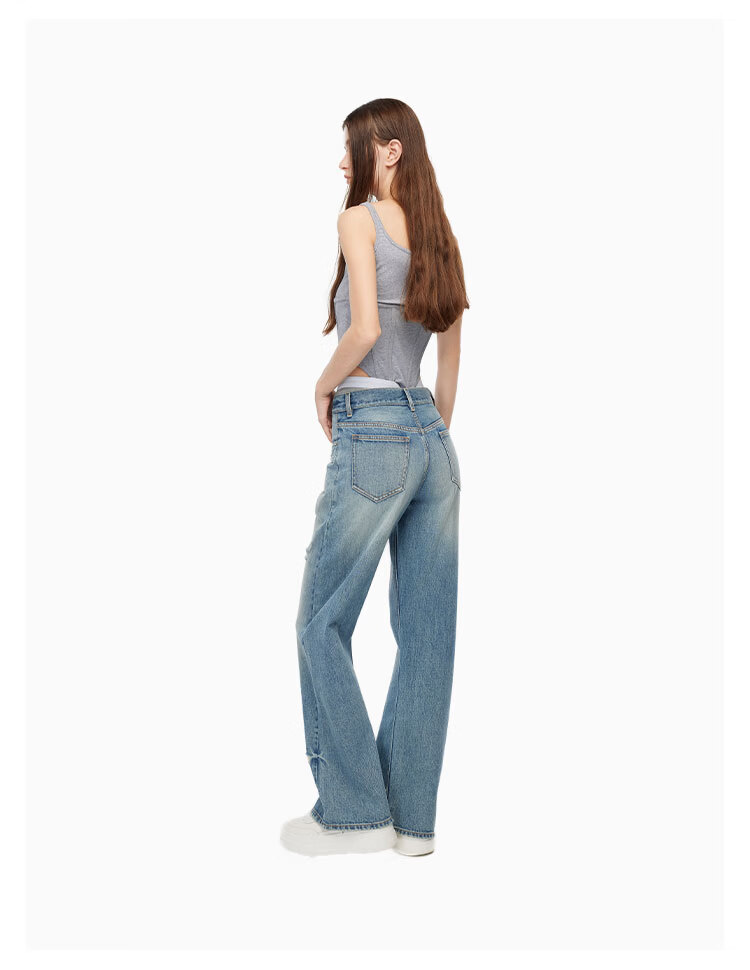 ANN ANDELMAN Official Two-Piece Style Elastic Waist Distressed Blue Denim Jeans for Women M 7