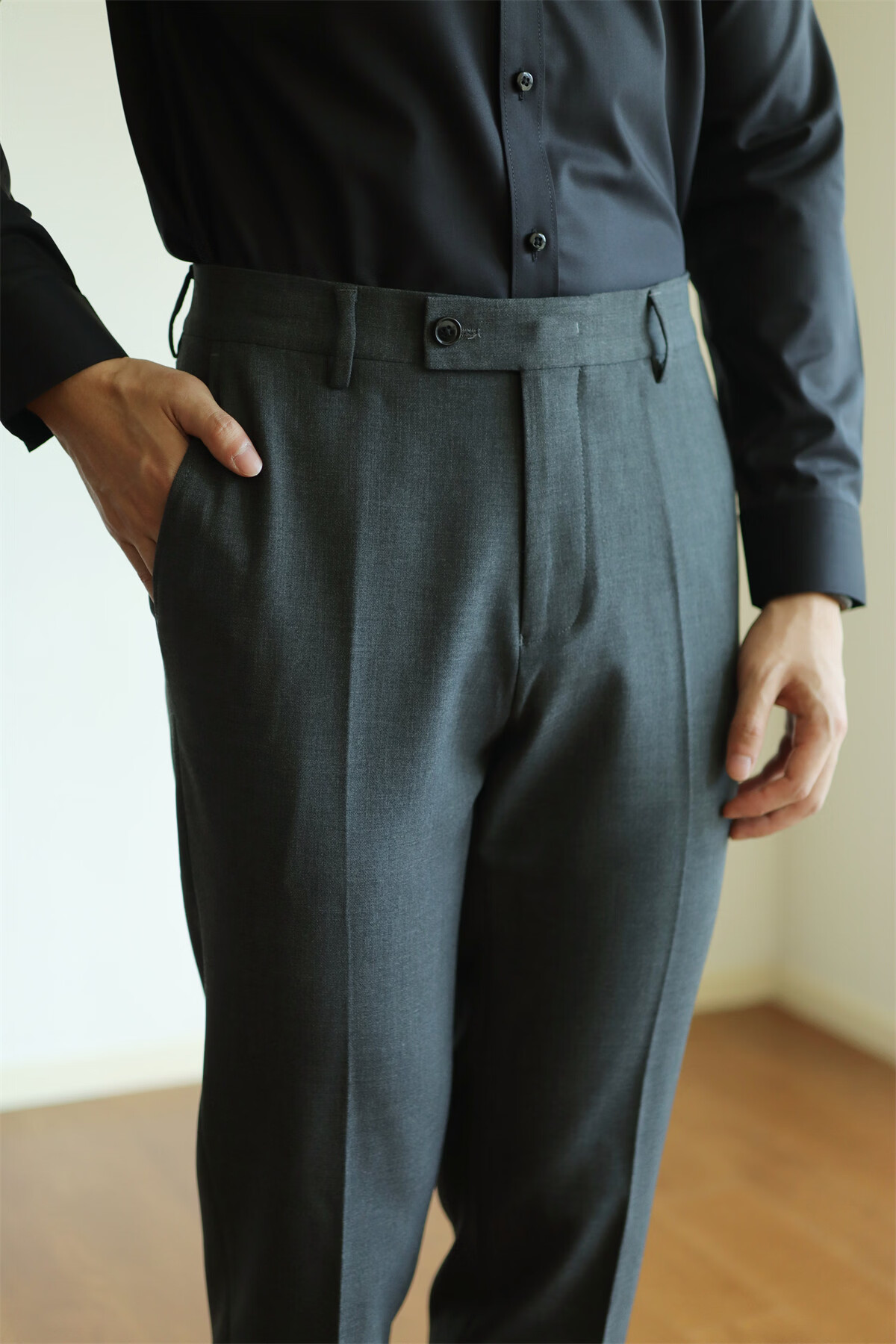 PLAYBOY Wrinkle-Resistant Non-Iron Slim Fit Stretch Breathable Straight-Leg Business Pants for Men Spring Summer All-Season 33