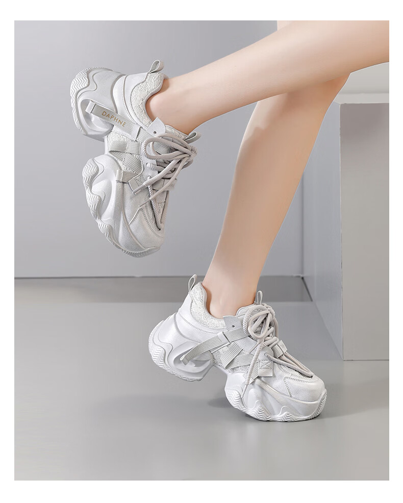Daphne Thick Sole Height Increasing Chunky Sneakers Women 2026 Spring New Popular Sports Shoes Gray Size 36 18