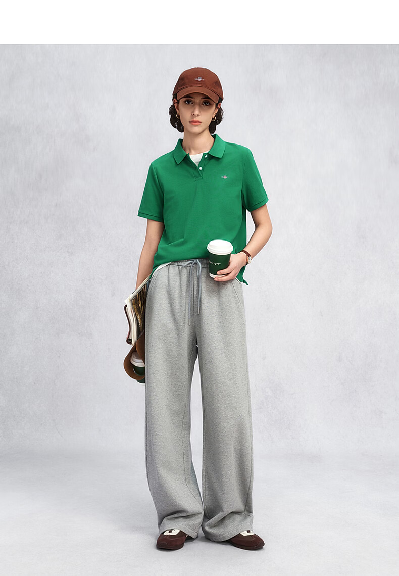 GANT Outstanding Polo Spring Summer Women's Cotton Short Sleeve Polo Shirt with Lapel Collar 682-Cherry Blossom Pink L 9