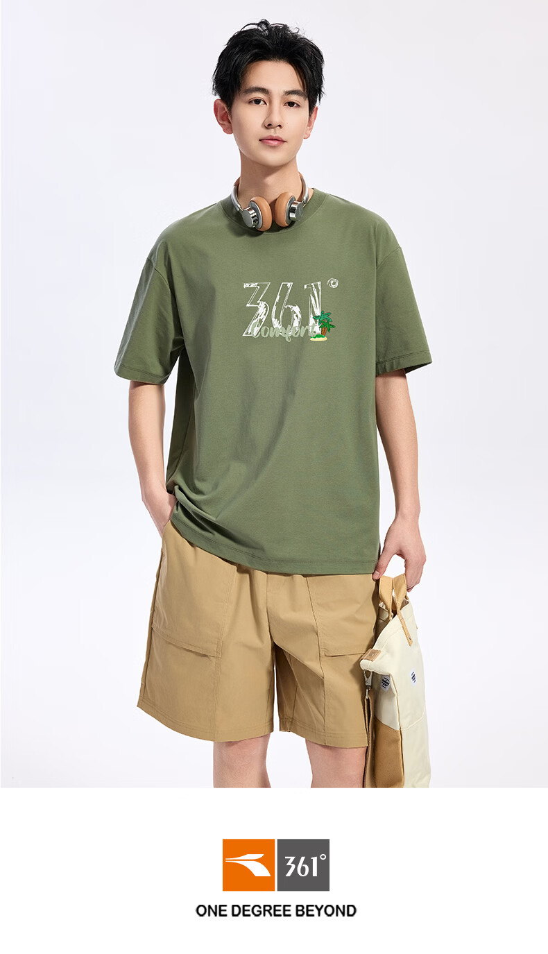 361° Couple's Short Sleeve T-Shirt Spring Summer New Pure Cotton Outdoor Sports Top 632520183F Off-White 2XL 17