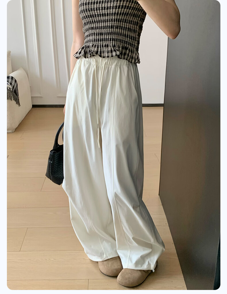 Langsha High Waist Casual Pants for Women Spring Summer Loose Straight Embroidered Washed Wide Leg Trousers Versatile Travel Long Pants Female 15