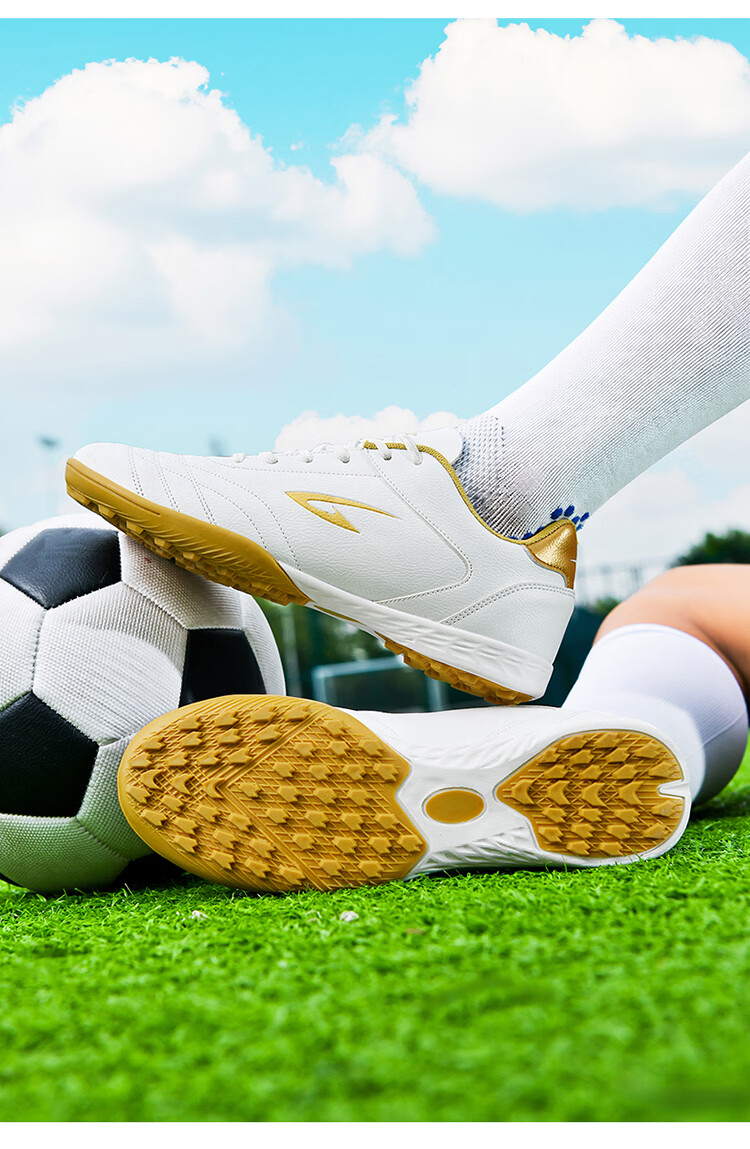 DEERWAY TF Turf Soccer Shoes Unisex Youth Adult Kids Grass Field Competition Training Shoes White Black Size 35 21