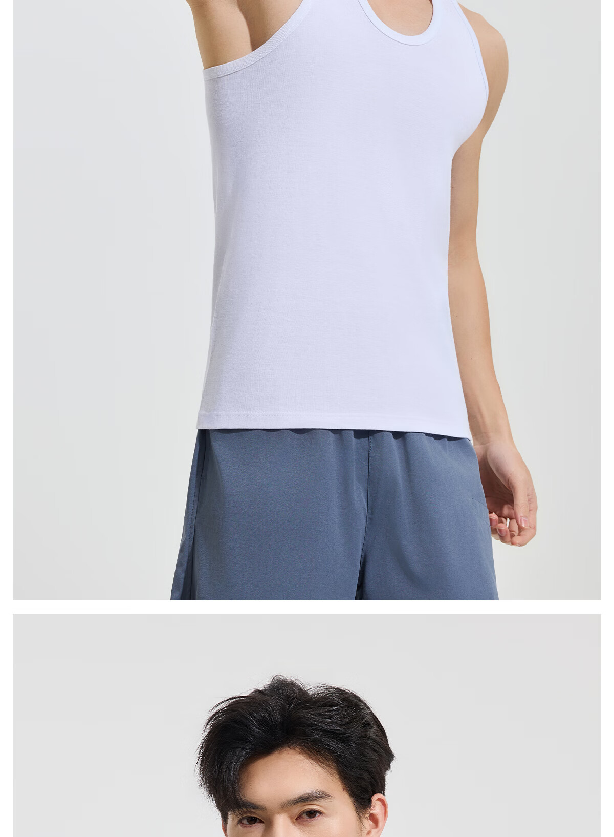 Hengyuanxiang 100% Cotton Men's Sports Vest Sweat-Absorbent Breathable Loose Fit All-Season High Elasticity 2-Pack 16