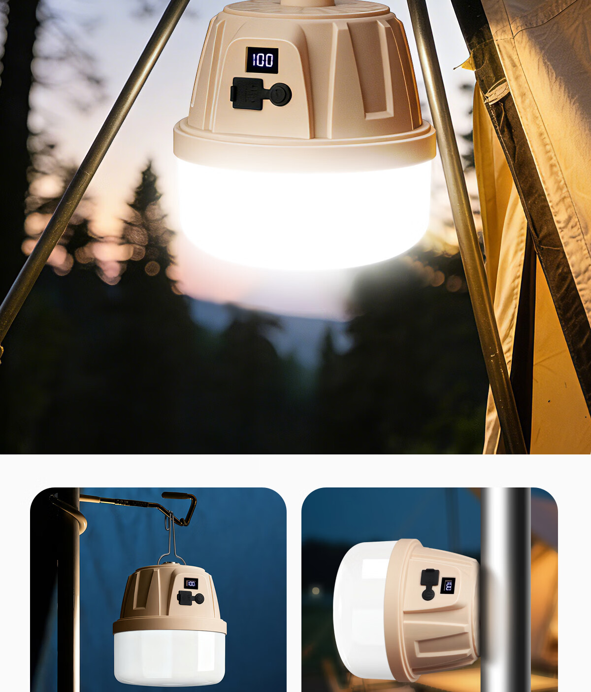 MAX LOAD Rechargeable Outdoor Super Bright LED Tent Hanging Light Night Market Camping Household Bulb Lamp 19