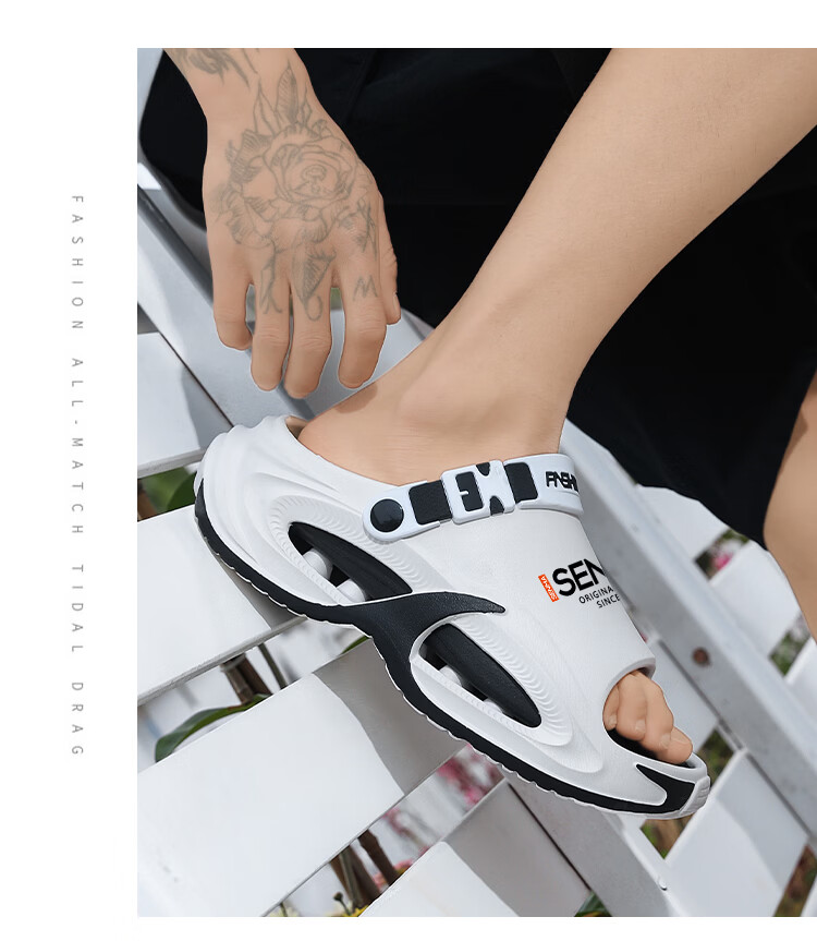 Senma Men's Summer Slippers Outdoor Non-Slip Thick Sole Large Size Beach Sandals White 38-39 15